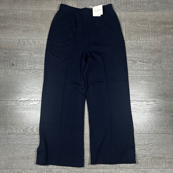 St. John Evening by Marie Gray Pants - St John Evening by Marie Gray Navy Wool Blend Wide Leg Knit Pants Size 10